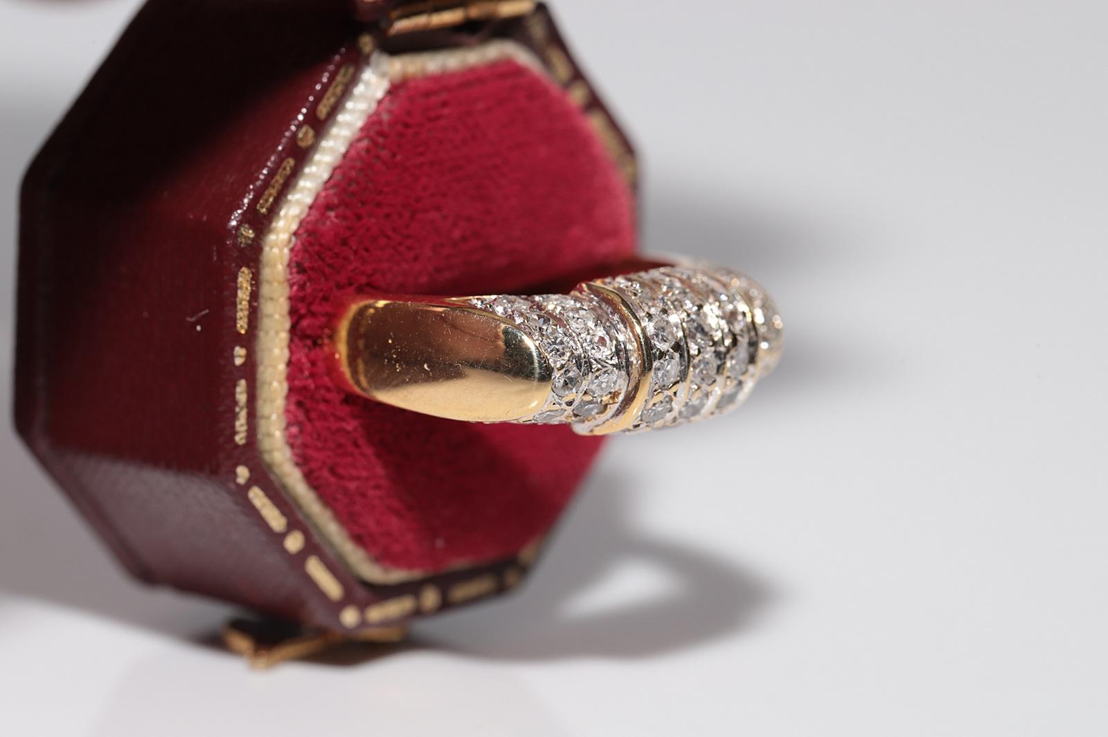 Rétro Anello a fascia decorato con diamanti naturali in oro 18 carati, CIRCA GLI ANNI 80 in vendita