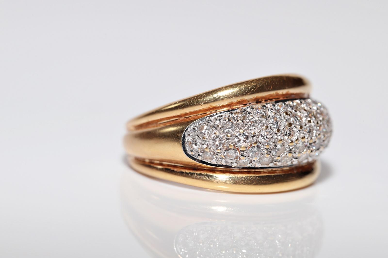 Anillo Vintage Circa 1980s Oro 18k Decorado con Diamantes Naturales Corte brillante en venta