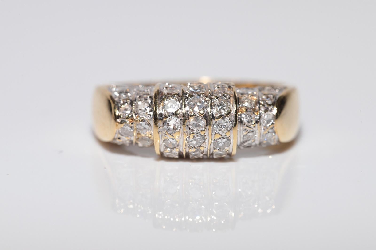 Taglio singolo Anello a fascia decorato con diamanti naturali in oro 18 carati, CIRCA GLI ANNI 80 in vendita