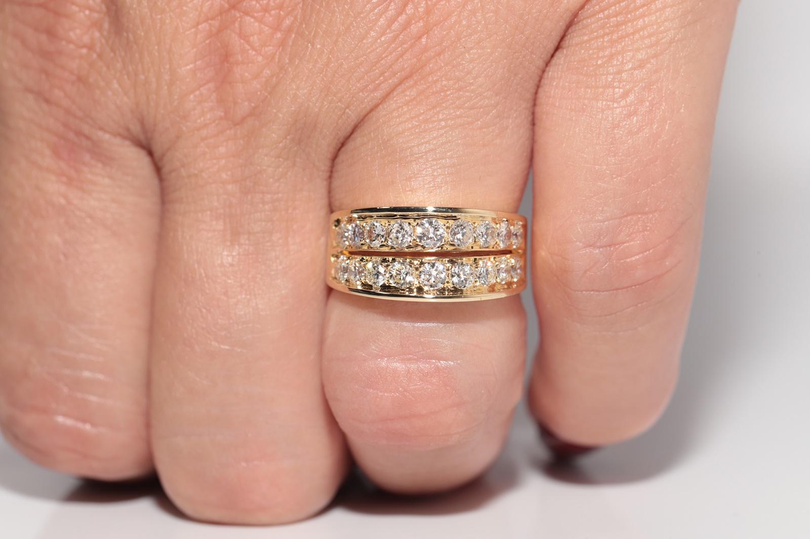 Taglio brillante Anello a fascia decorato con diamanti naturali in oro 18 carati, CIRCA GLI ANNI 80 in vendita