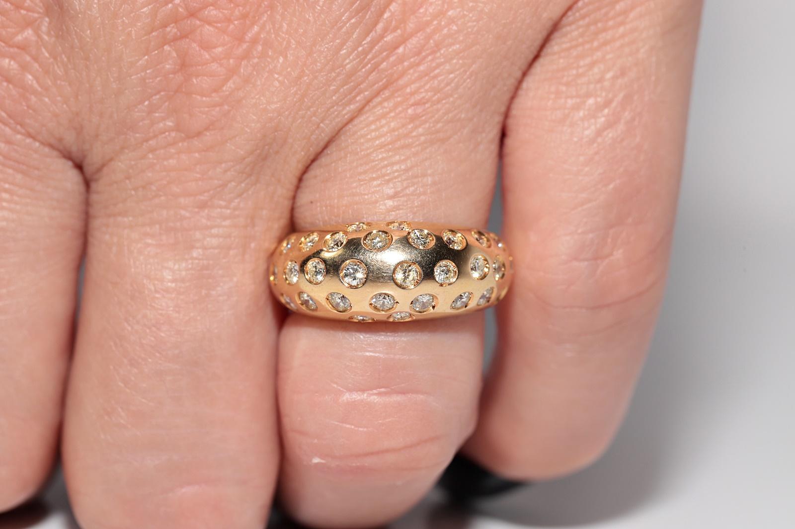 Taglio brillante Anello a fascia decorato con diamanti naturali in oro 18 carati, CIRCA GLI ANNI 80 in vendita