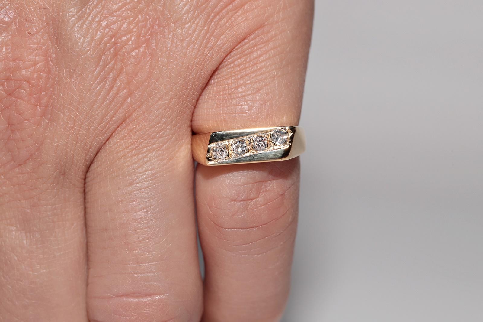 Taglio singolo Anello a fascia decorato con diamanti naturali in oro 18 carati, CIRCA GLI ANNI 80 in vendita