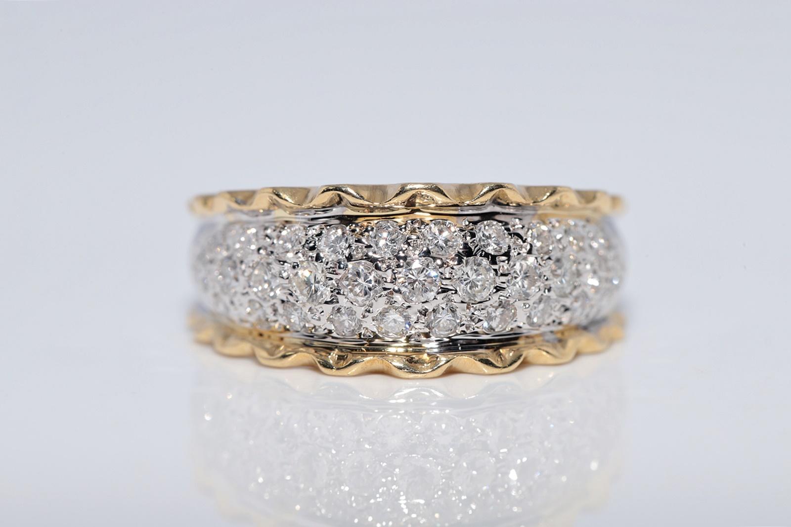 Taglio brillante Anello a fascia decorato con diamanti naturali in oro 18 carati, CIRCA GLI ANNI 80 in vendita