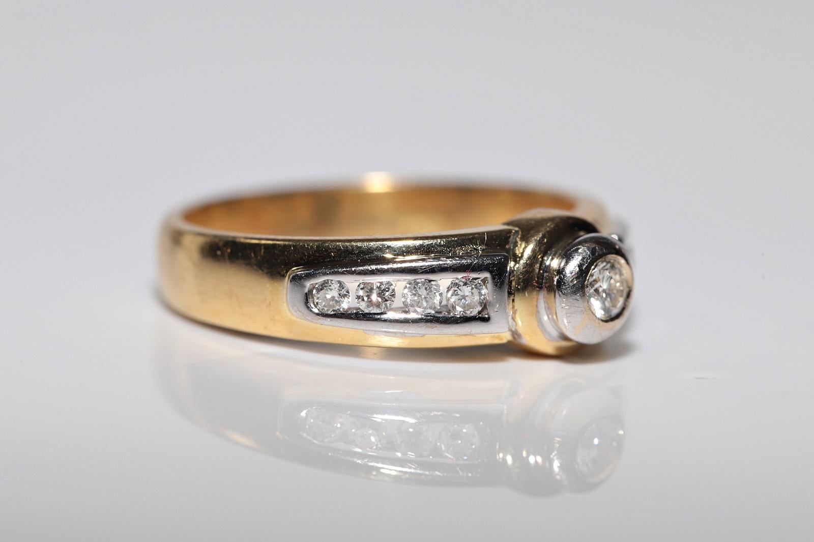 Vintage Circa 1980er Jahre 18k Gold Natürlicher Diamant Dekorierter Ring mit natürlichem Diamant im Zustand „Gut“ im Angebot in Fatih/İstanbul, 34