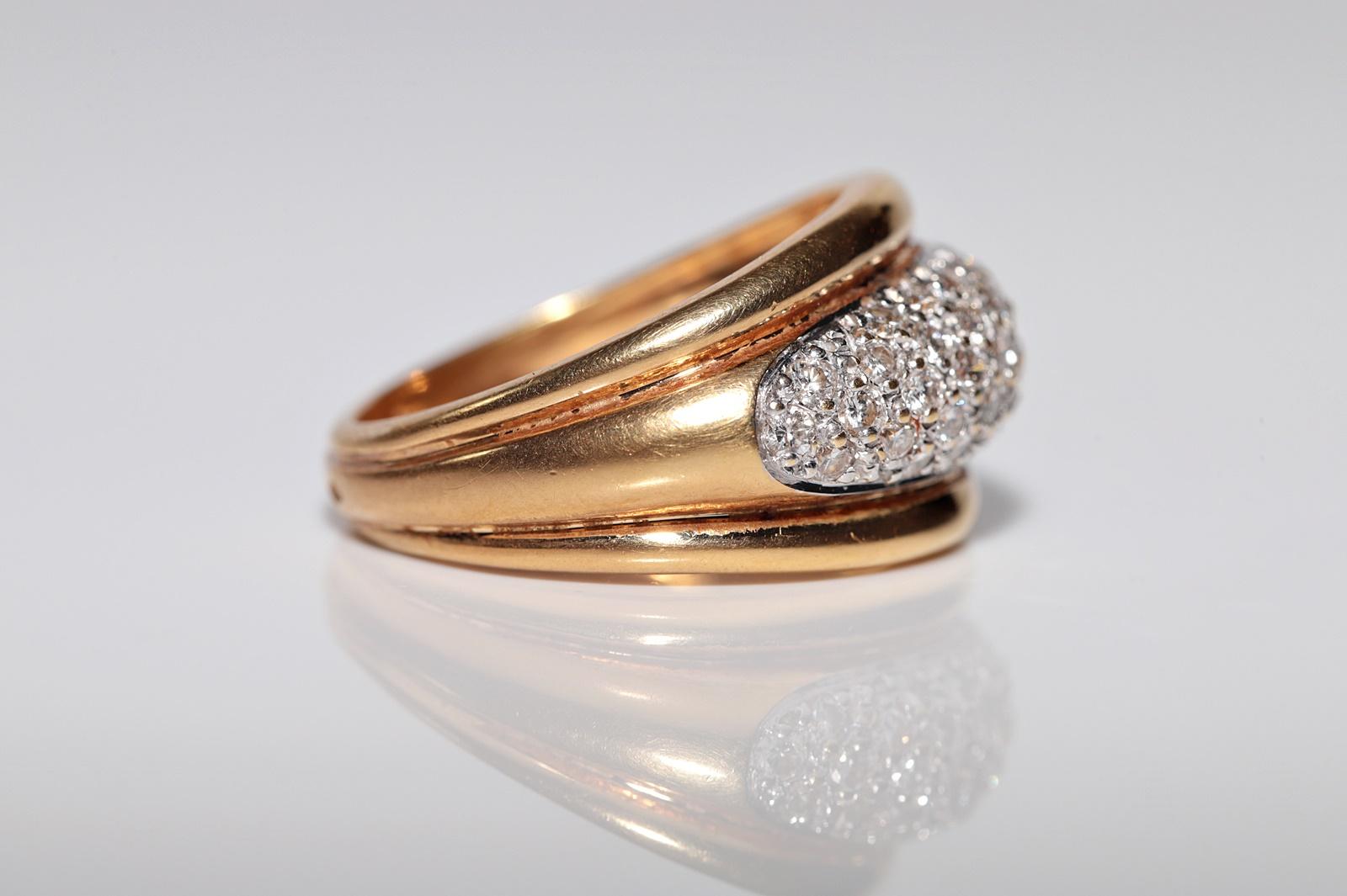 Anillo Vintage Circa 1980s Oro 18k Decorado con Diamantes Naturales en Bueno estado para la venta en Fatih/İstanbul, 34