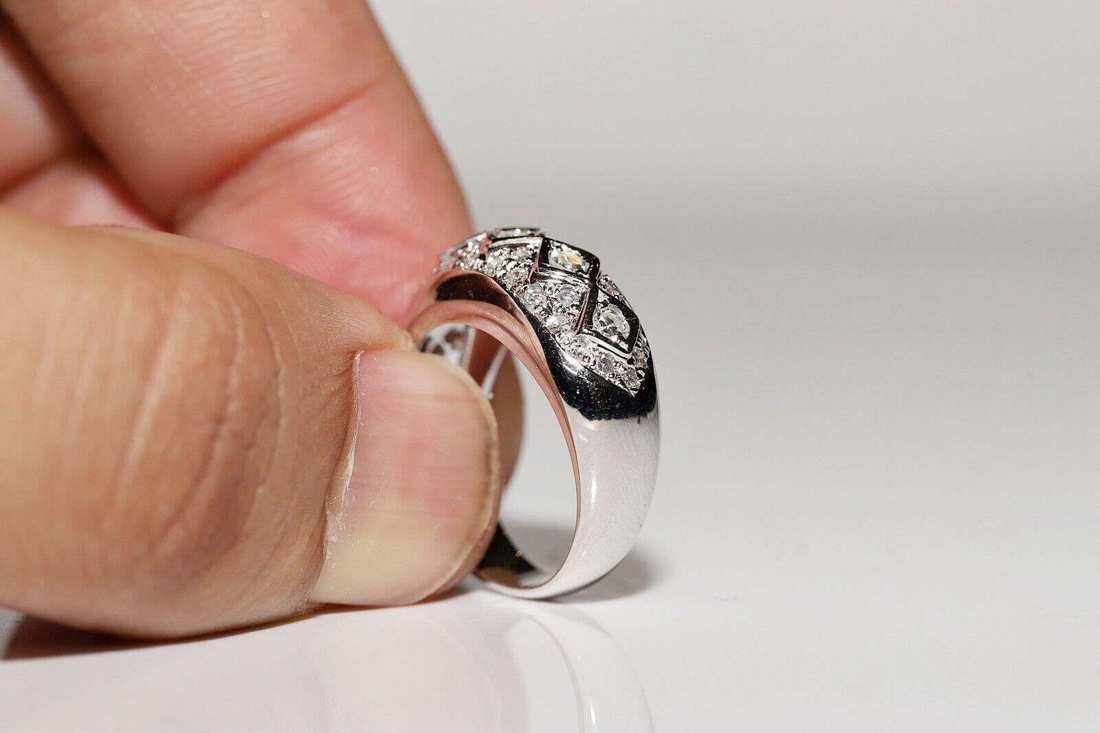 Anello a fascia decorato con diamanti naturali in oro 18 carati, CIRCA GLI ANNI 80 In condizioni buone in vendita a Fatih/İstanbul, 34