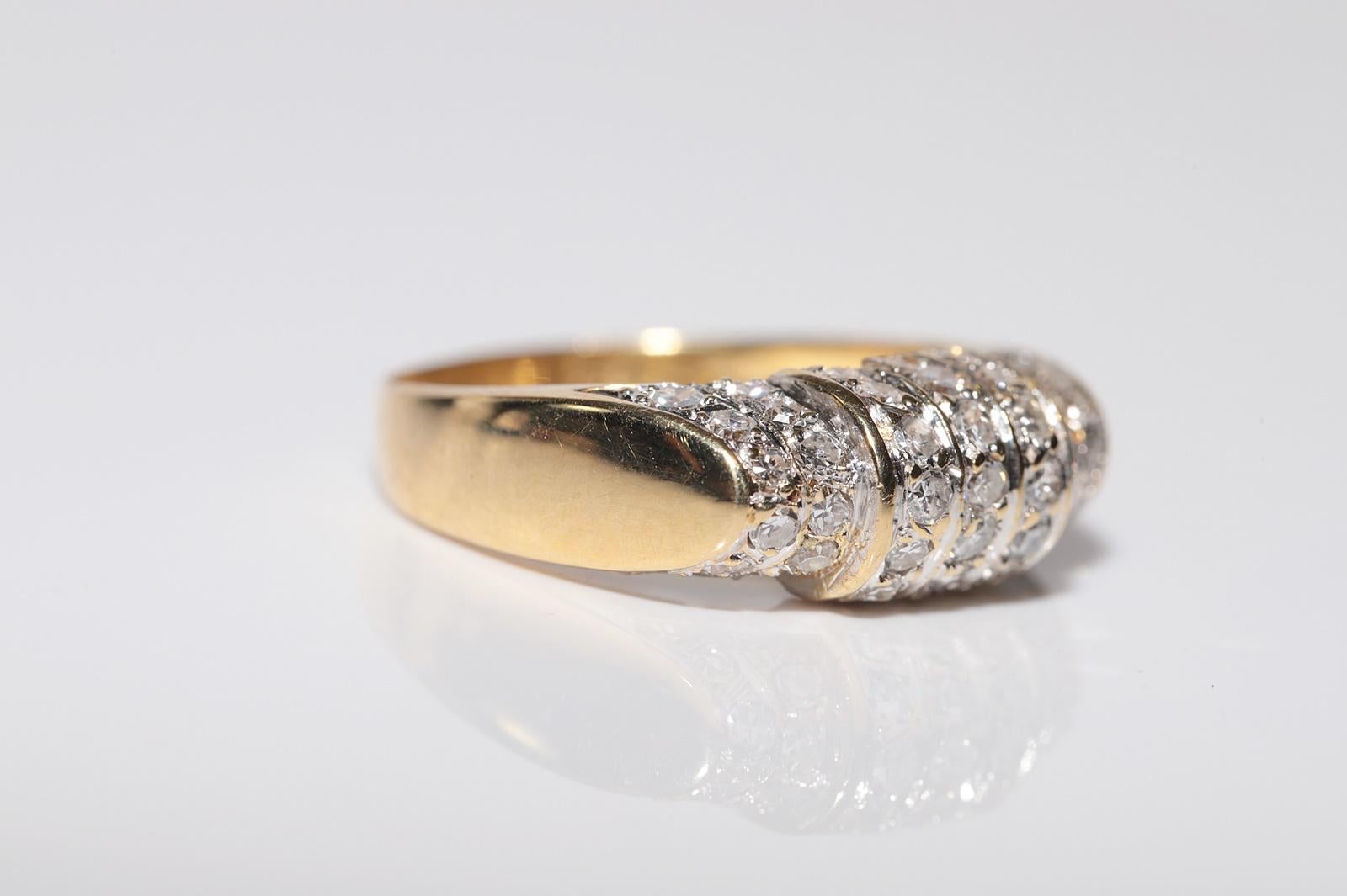 Anello a fascia decorato con diamanti naturali in oro 18 carati, CIRCA GLI ANNI 80 In condizioni buone in vendita a Fatih/İstanbul, 34