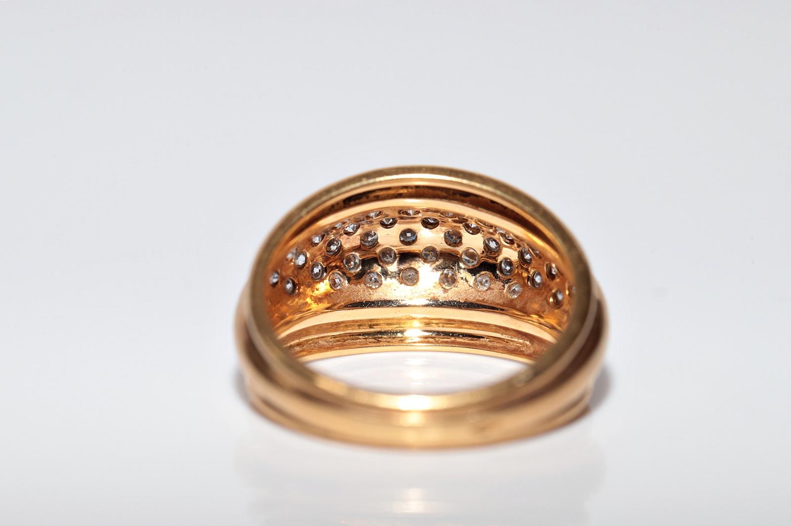 Anello a fascia decorato con diamanti naturali in oro 18 carati, CIRCA GLI ANNI 80 in vendita 1