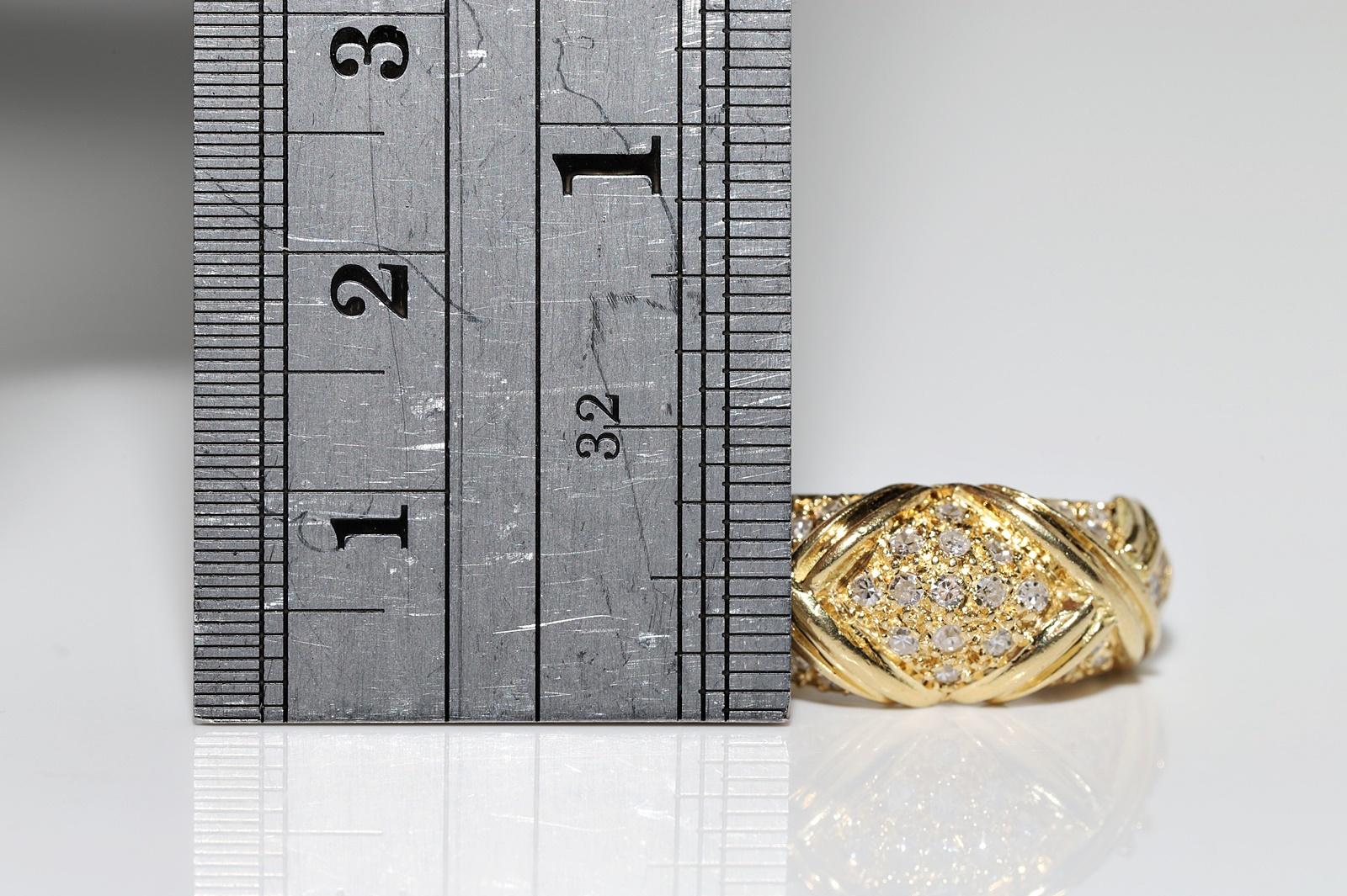 Anello a fascia decorato con diamanti naturali in oro 18 carati, CIRCA GLI ANNI 80 in vendita 2