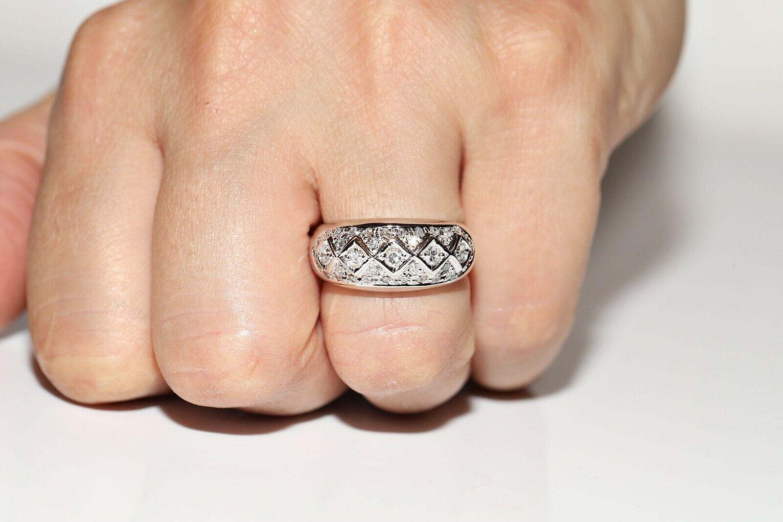 Anello a fascia decorato con diamanti naturali in oro 18 carati, CIRCA GLI ANNI 80 in vendita 2