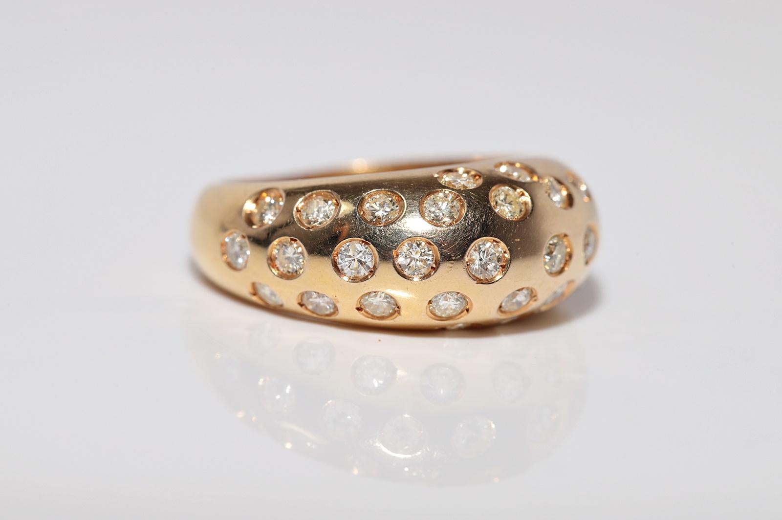 Anello a fascia decorato con diamanti naturali in oro 18 carati, CIRCA GLI ANNI 80 in vendita 3