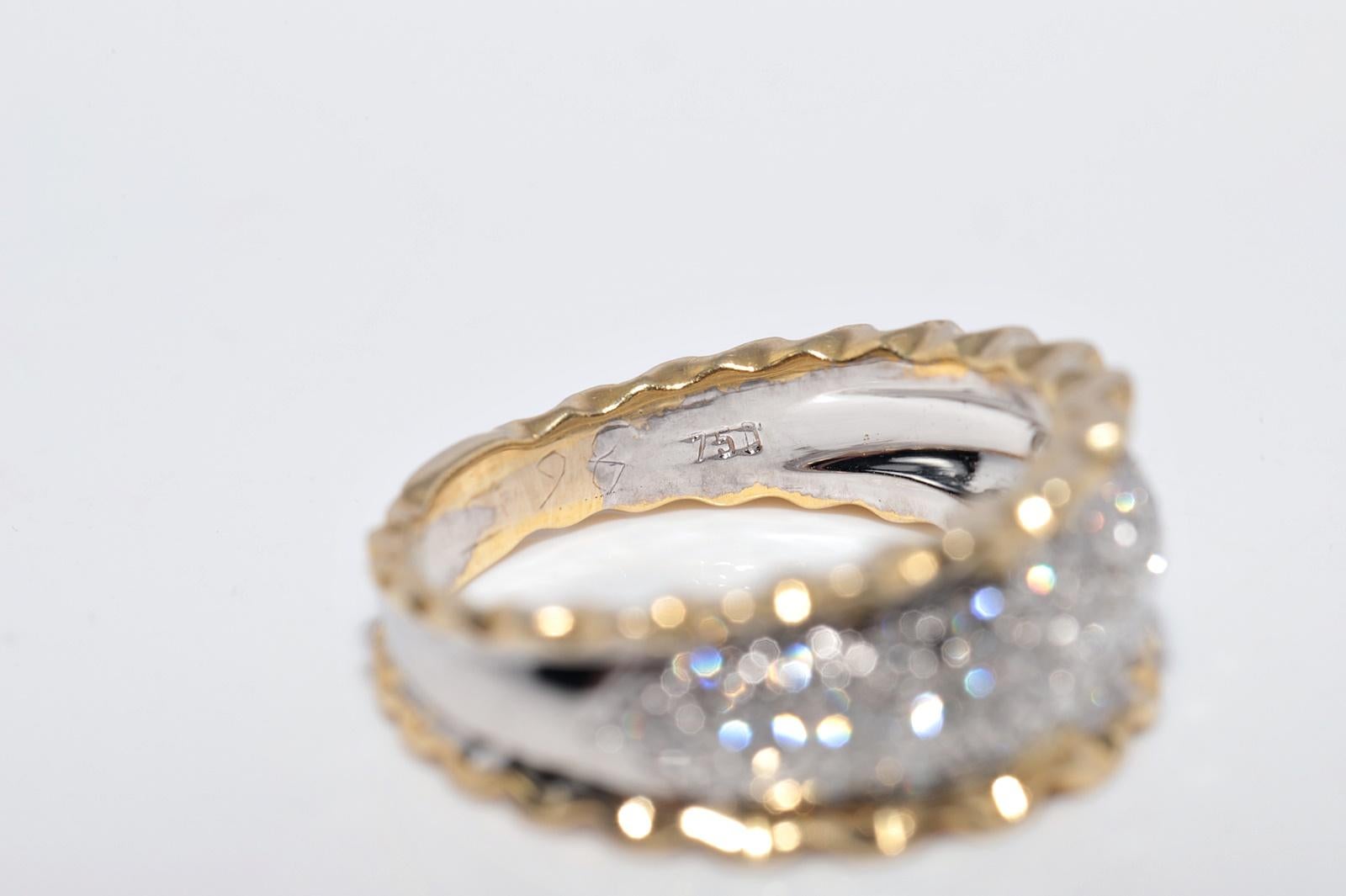 Anello a fascia decorato con diamanti naturali in oro 18 carati, CIRCA GLI ANNI 80 in vendita 3