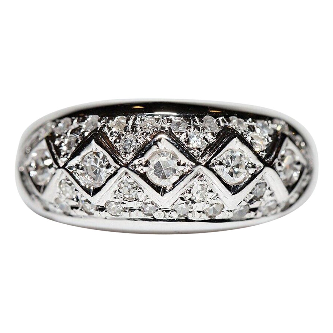 Vintage Circa 1980er Jahre 18k Gold Natürlicher Diamant Dekorierter Ring mit natürlichem Diamant