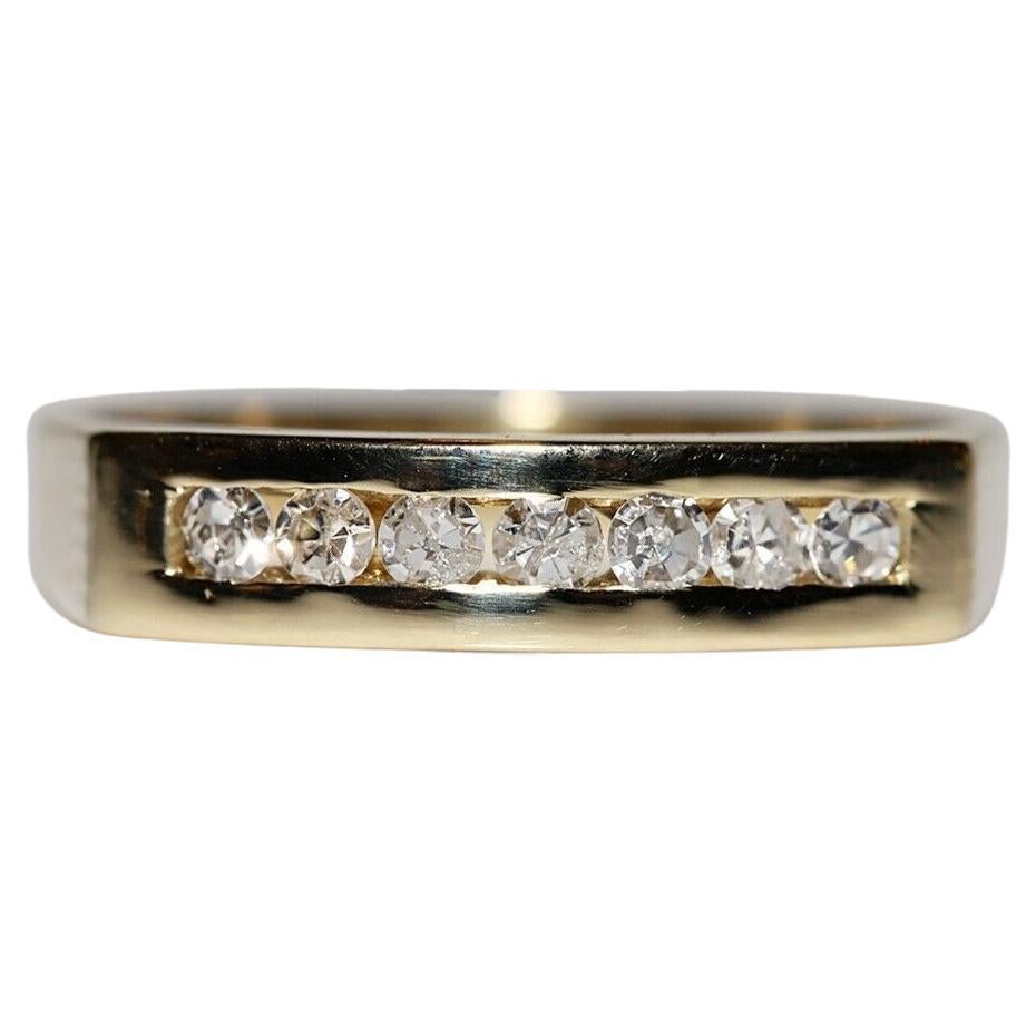 Vintage Circa 1980 Gold 18k Natural Diamond Decorated Band Ring (Bague en or 18k décorée de diamants naturels)