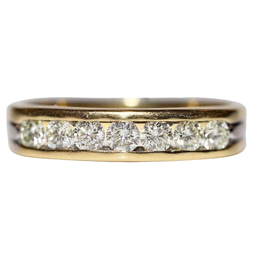 Anello a fascia decorato con diamanti naturali in oro 18 carati, CIRCA GLI ANNI 80