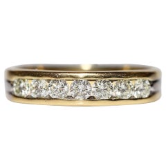 Anello a fascia decorato con diamanti naturali in oro 18 carati, CIRCA GLI ANNI 80