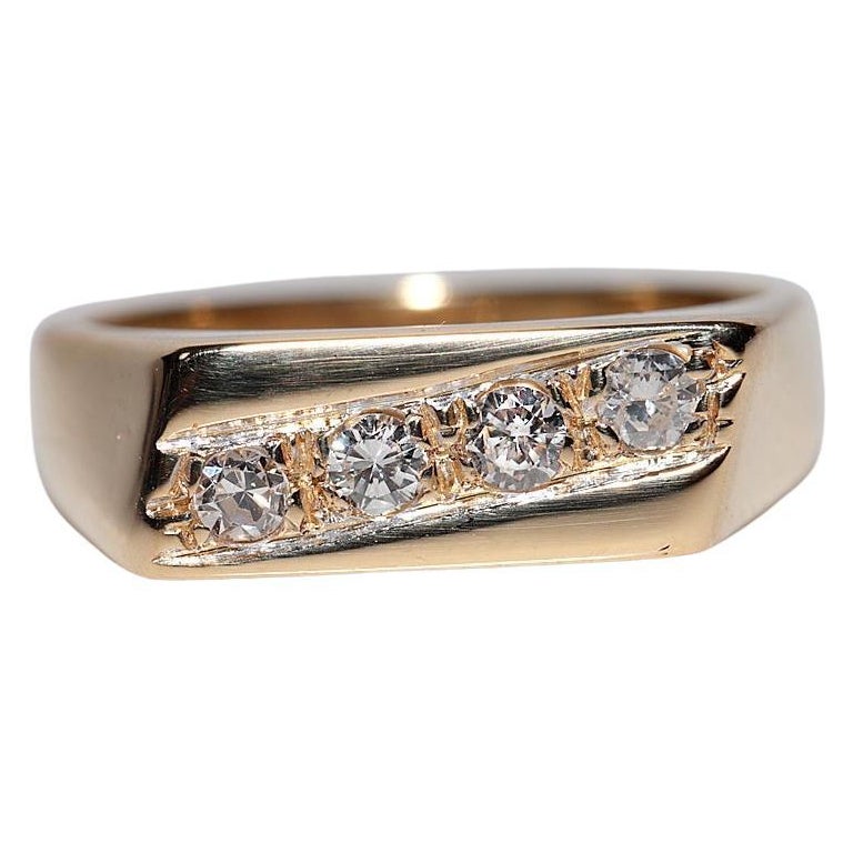 Anello a fascia decorato con diamanti naturali in oro 18 carati, CIRCA GLI ANNI 80