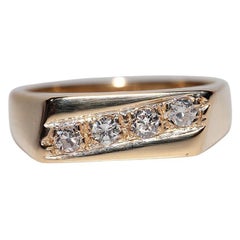 Anello a fascia decorato con diamanti naturali in oro 18 carati, CIRCA GLI ANNI 80