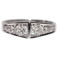 Vintage Circa 1980 Gold 18k Natural Diamond Decorated Band Ring (Bague en or 18k décorée de diamants naturels)