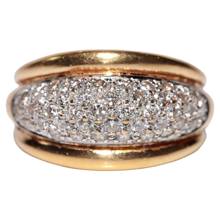 Vintage Circa 1980 Gold 18k Natural Diamond Decorated Band Ring (Bague en or 18k décorée de diamants naturels)