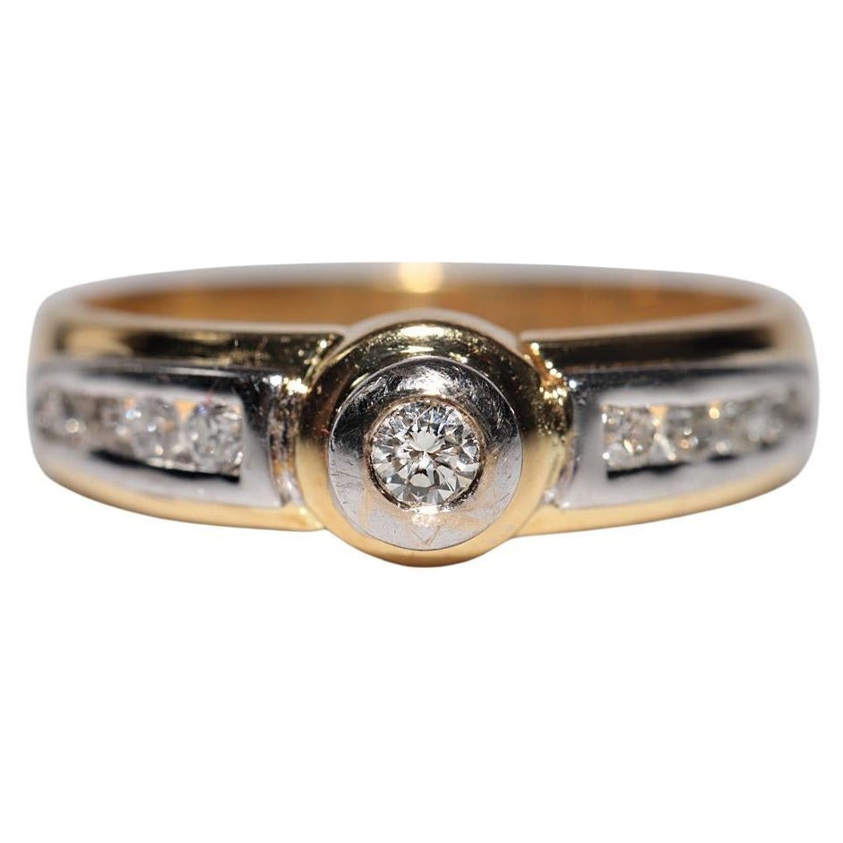 Vintage Circa 1980 Gold 18k Natural Diamond Decorated Band Ring (Bague en or 18k décorée de diamants naturels)