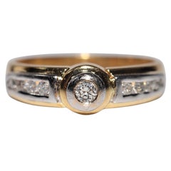 Anello a fascia decorato con diamanti naturali in oro 18 carati, CIRCA GLI ANNI 80