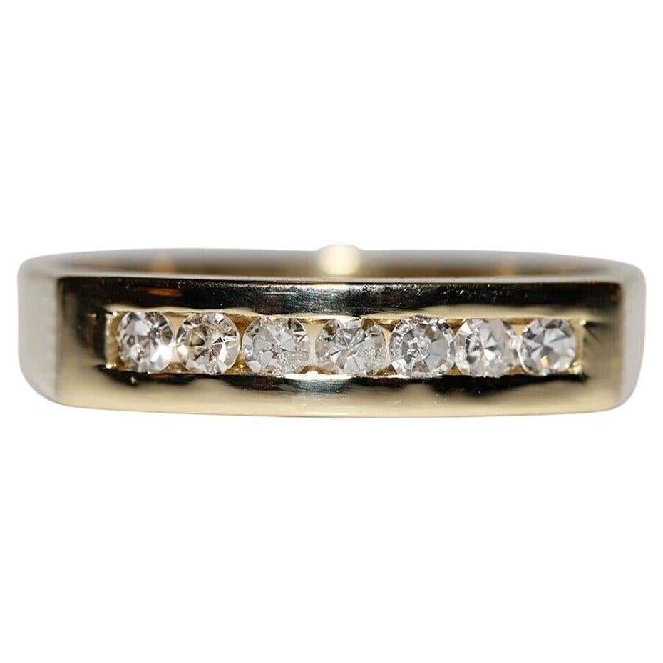 Vintage Circa 1980s 18k Gold Natural Diamond Decorated Band Ring For Sale