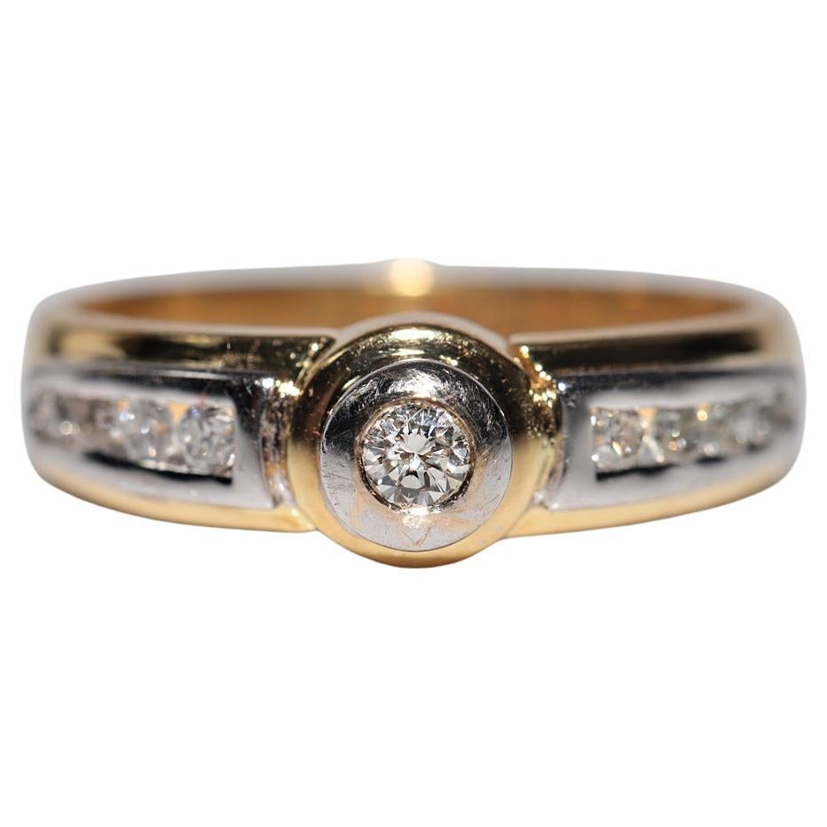Anillo Vintage Circa 1980s Oro 18k Decorado con Diamantes Naturales