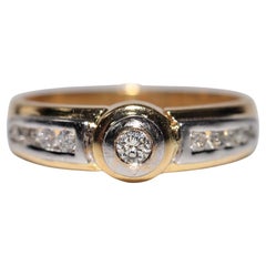 Anillo Vintage Circa 1980s Oro 18k Decorado con Diamantes Naturales