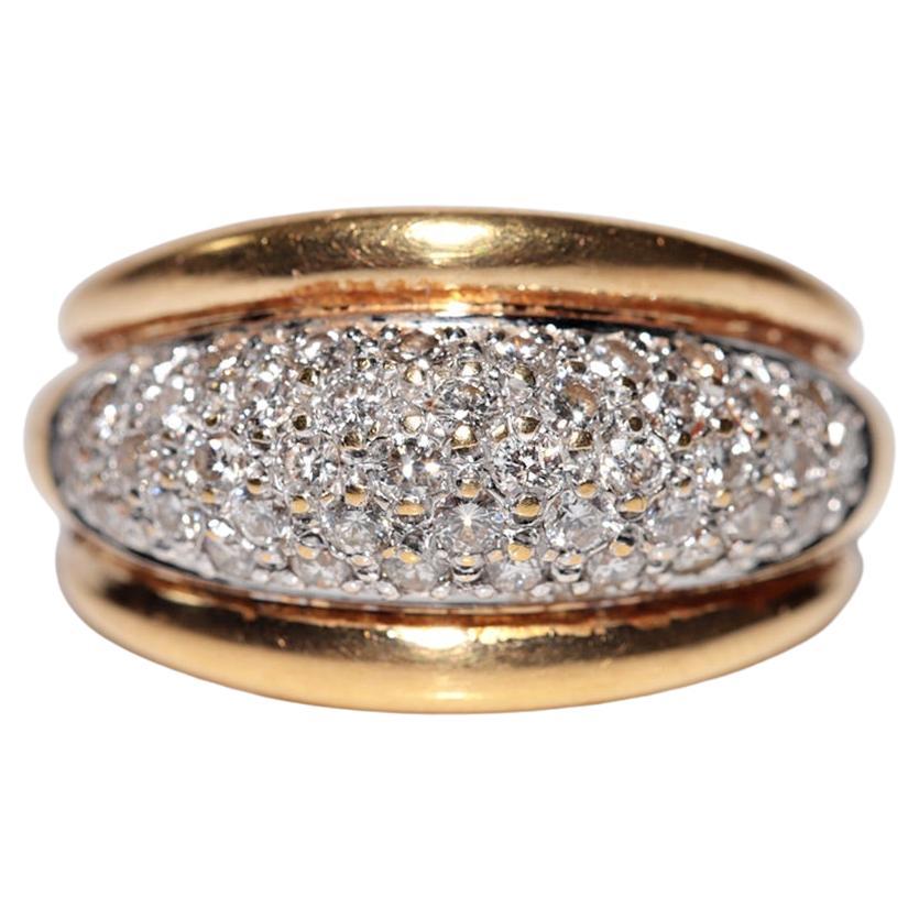 Anillo Vintage Circa 1980s Oro 18k Decorado con Diamantes Naturales en venta