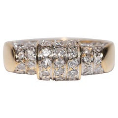 Anillo Vintage Circa 1980s Oro 18k Decorado con Diamantes Naturales