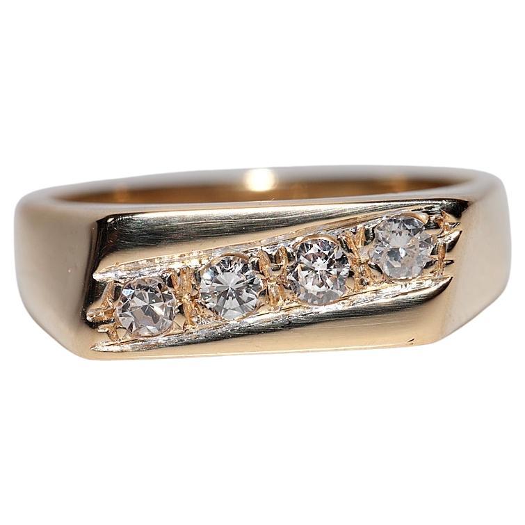Anillo Vintage Circa 1980s Oro 18k Decorado con Diamantes Naturales