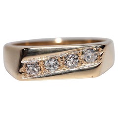 Anillo Vintage Circa 1980s Oro 18k Decorado con Diamantes Naturales