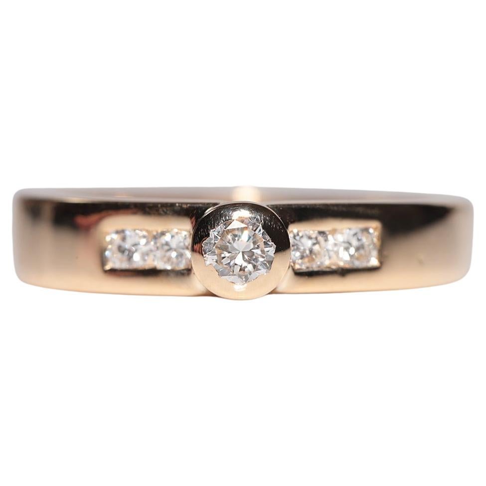 Anillo Vintage Circa 1980s Oro 18k Decorado con Diamantes Naturales