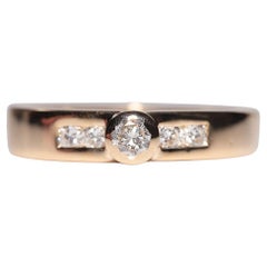 Anillo Vintage Circa 1980s Oro 18k Decorado con Diamantes Naturales