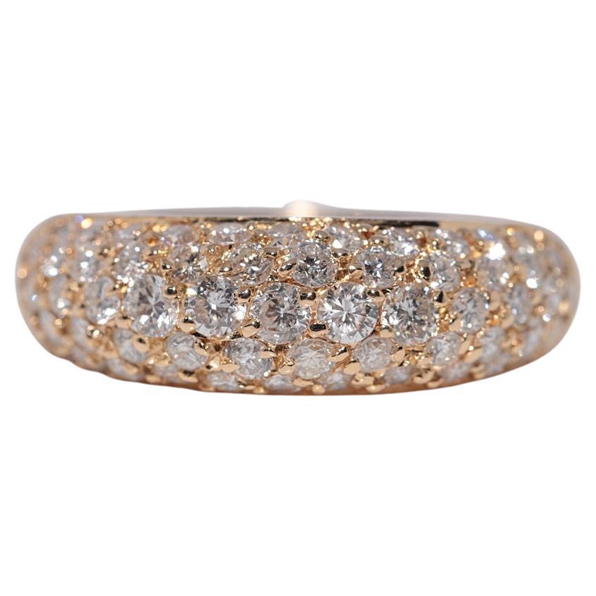 Anello a fascia decorato con diamanti naturali in oro 18 carati, CIRCA GLI ANNI 80