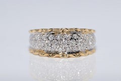 Anello a fascia decorato con diamanti naturali in oro 18 carati, CIRCA GLI ANNI 80