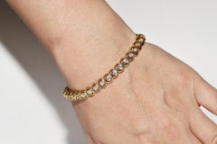 Vintage Circa 1980er Jahre 18k Gold Natürliches Diamant-Dekoriertes Vintage-Armband