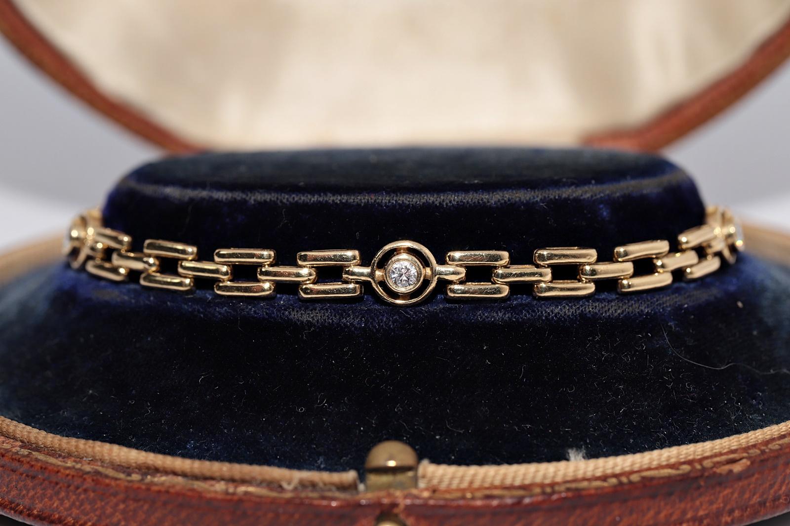 Rétro Bracciale decorato con diamanti naturali in oro 18k CIRCA 1980 in vendita