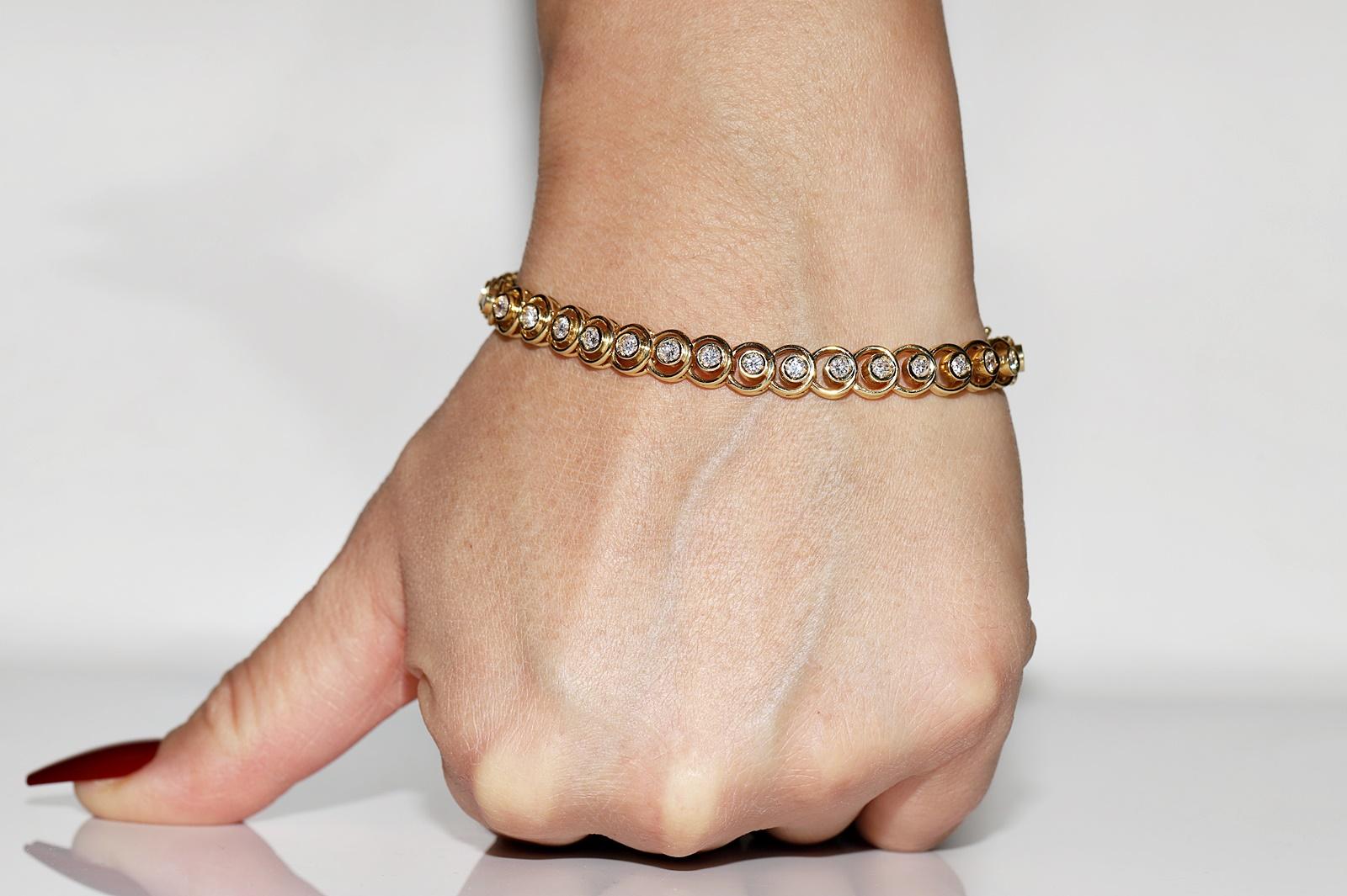 Rétro Bracciale decorato con diamanti naturali in oro 18k CIRCA 1980 in vendita