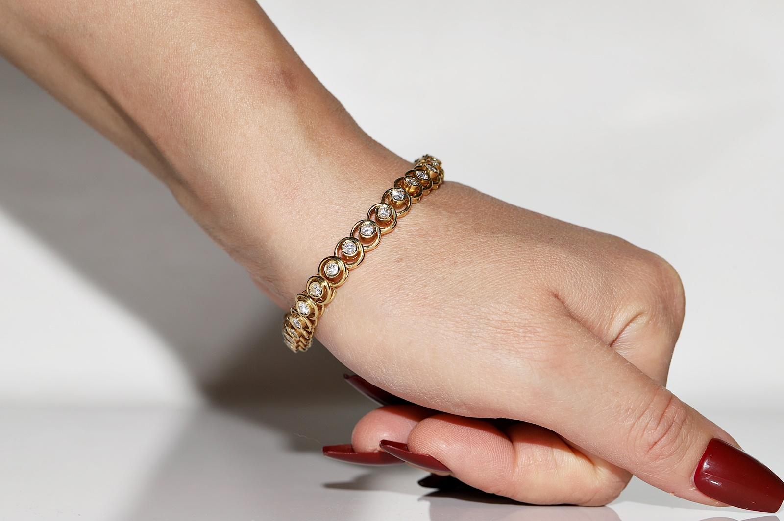 Taglio brillante Bracciale decorato con diamanti naturali in oro 18k CIRCA 1980 in vendita