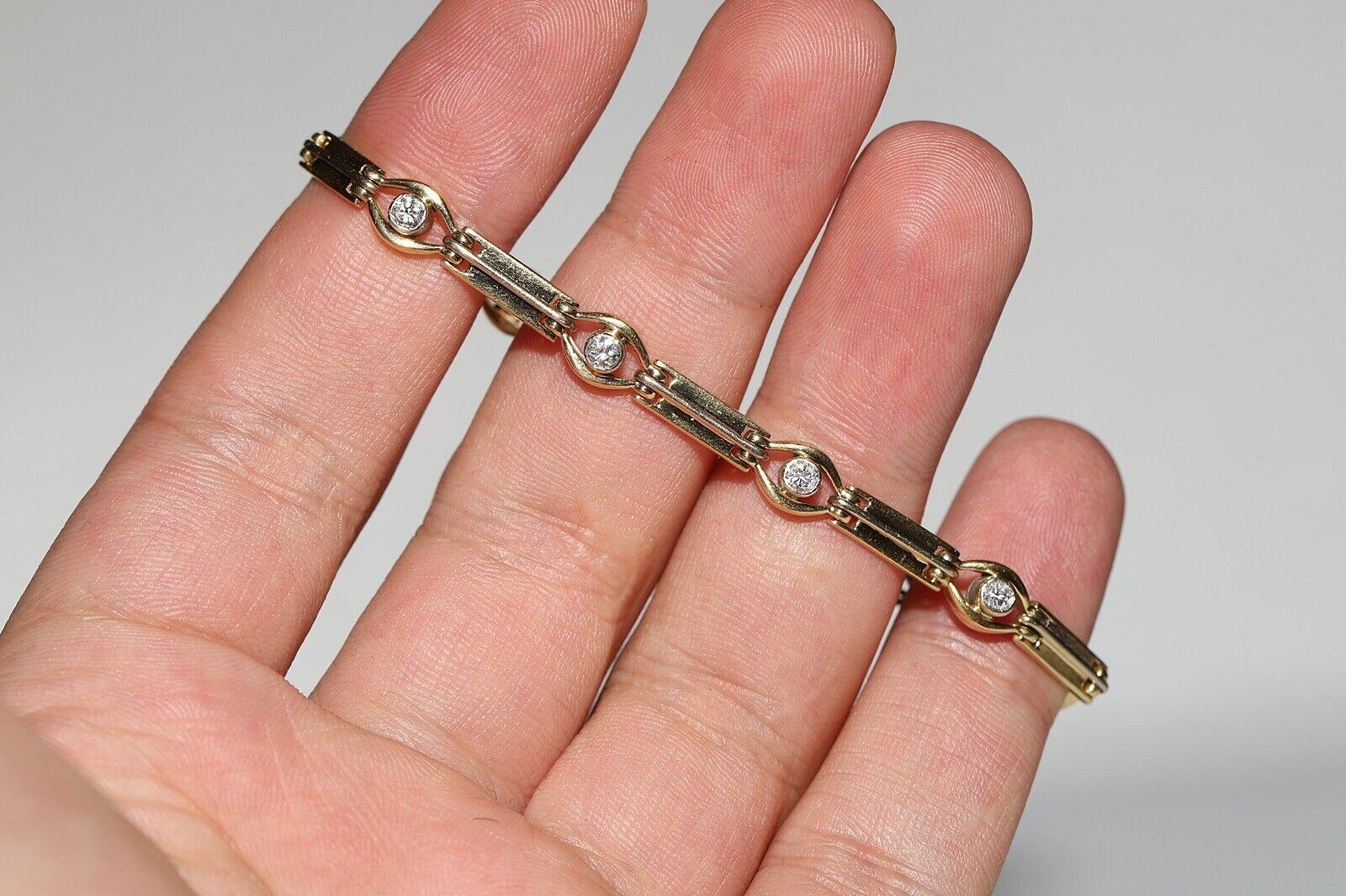 Bracciale decorato con diamanti naturali in oro 18k CIRCA 1980 in vendita 3