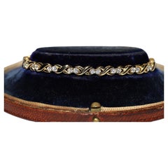 Vintage Circa 1980s 18k Gold Natural Diamond Decorated Bracelet 
