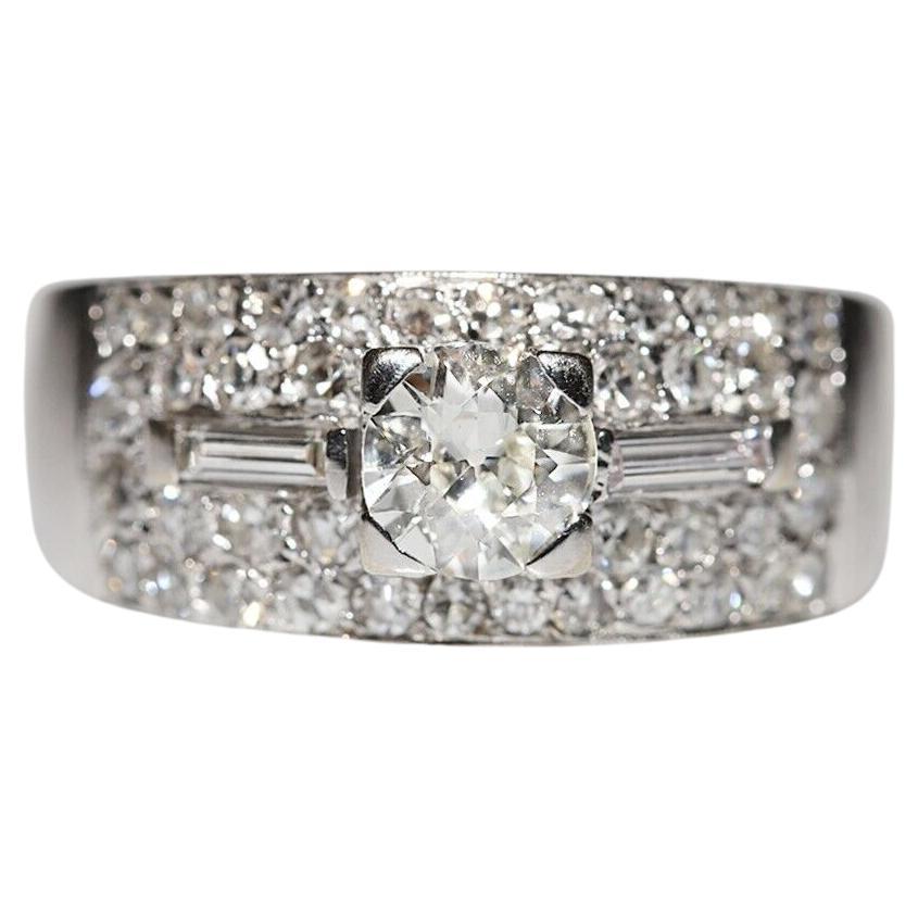Vintage Circa 1980s 18k Gold Natural Diamond Decorated cluster Ring For Sale
