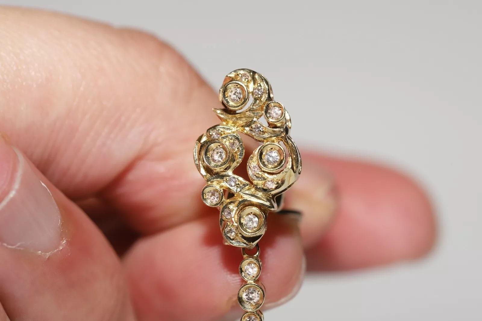 Vintage Circa 1980s 18k Gold Natural Diamond Decorated Drop Earring For Sale 10