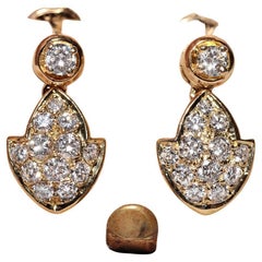Orecchino a goccia decorato con diamanti naturali in oro 18 carati, vintage CIRCA 1980
