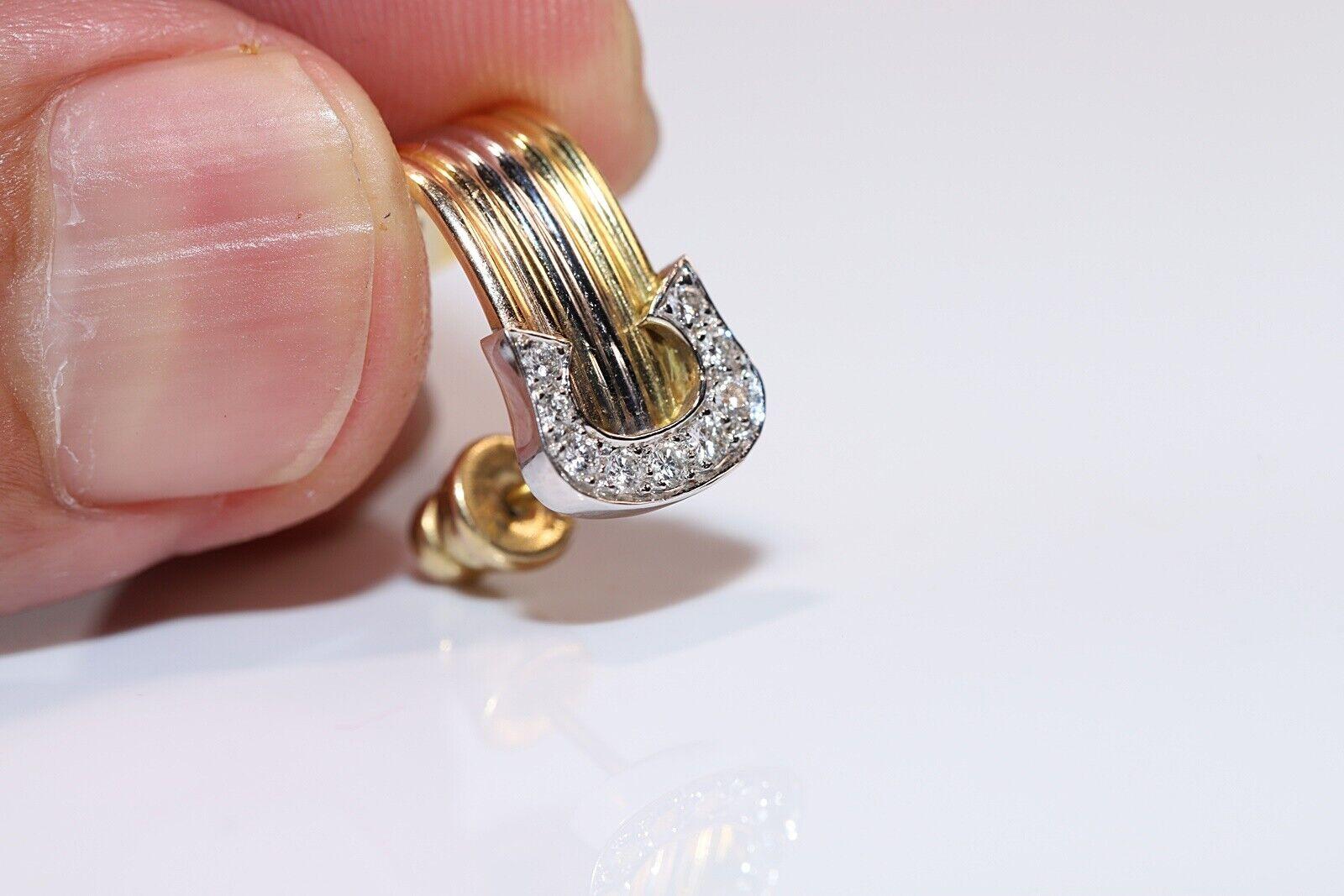Vintage Circa 1980er Jahre 18k Gold Natürlicher Diamant-Ohrring mit Dekoration im Angebot 4