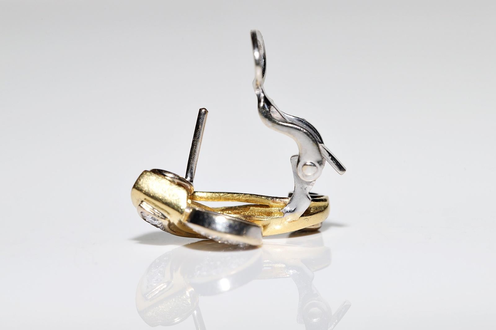 Vintage Circa 1980er Jahre 18k Gold Natürlicher Diamant-Ohrring mit Dekoration im Angebot 4
