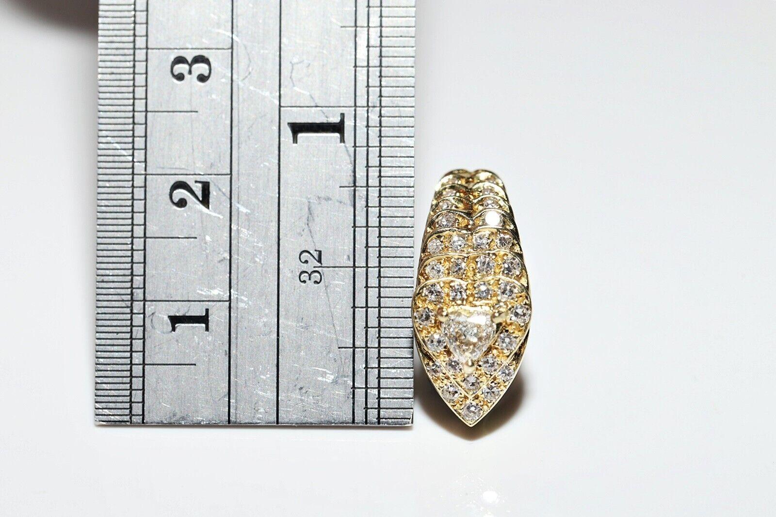 Vintage Circa 1980s 18k Gold Natural Diamond Decorated Earring For Sale 5