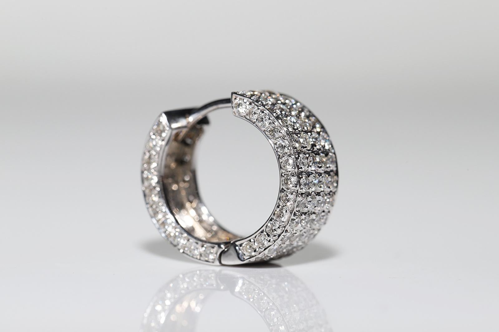 Vintage Circa 1980er Jahre 18k Gold Natürlicher Diamant-Ohrring mit Dekoration im Angebot 5